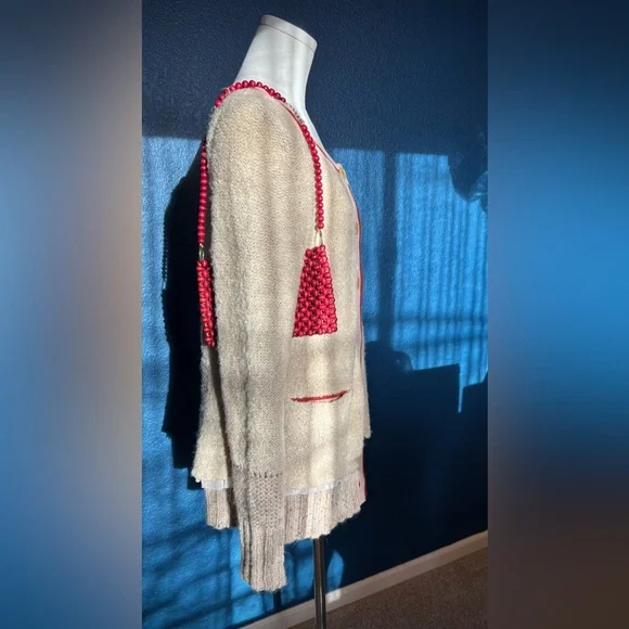 VINTAGE WALBORG bag, 60s/70s ruby red wooden bead clutch/hand bag JAPAN - Picture 3 of 16